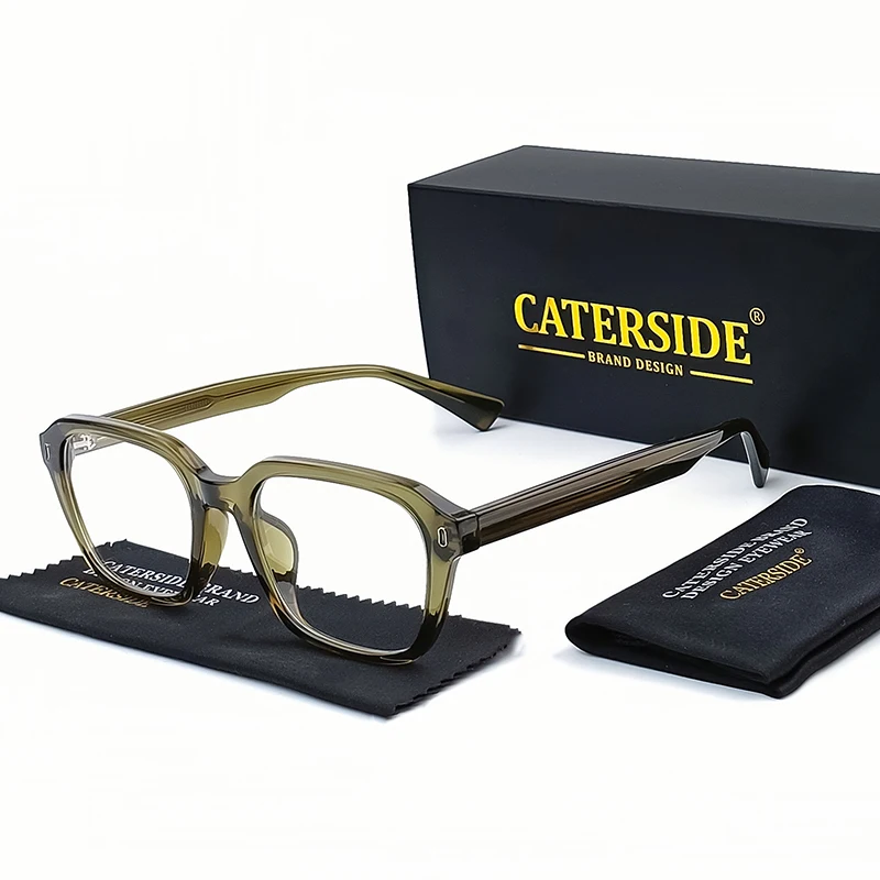 Caterside Square Optical Glasses Frame Men Flat Lenses Anti Blue Light TR90 Frame High-Quality Computer Glasses Minimalist Style