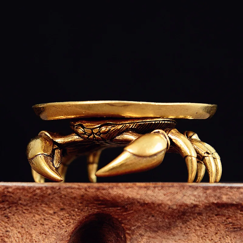 Solid Brass Crab Small Statue Desktop Ornaments Vintage Animal Figurines Model Lucky Home Decorations Crafts Accessories