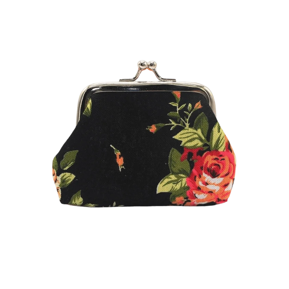 

Модный мини-кошелек для монет, холст, металлический клатч, кошелек с розовым цветочным принтом, косметичка для женщин