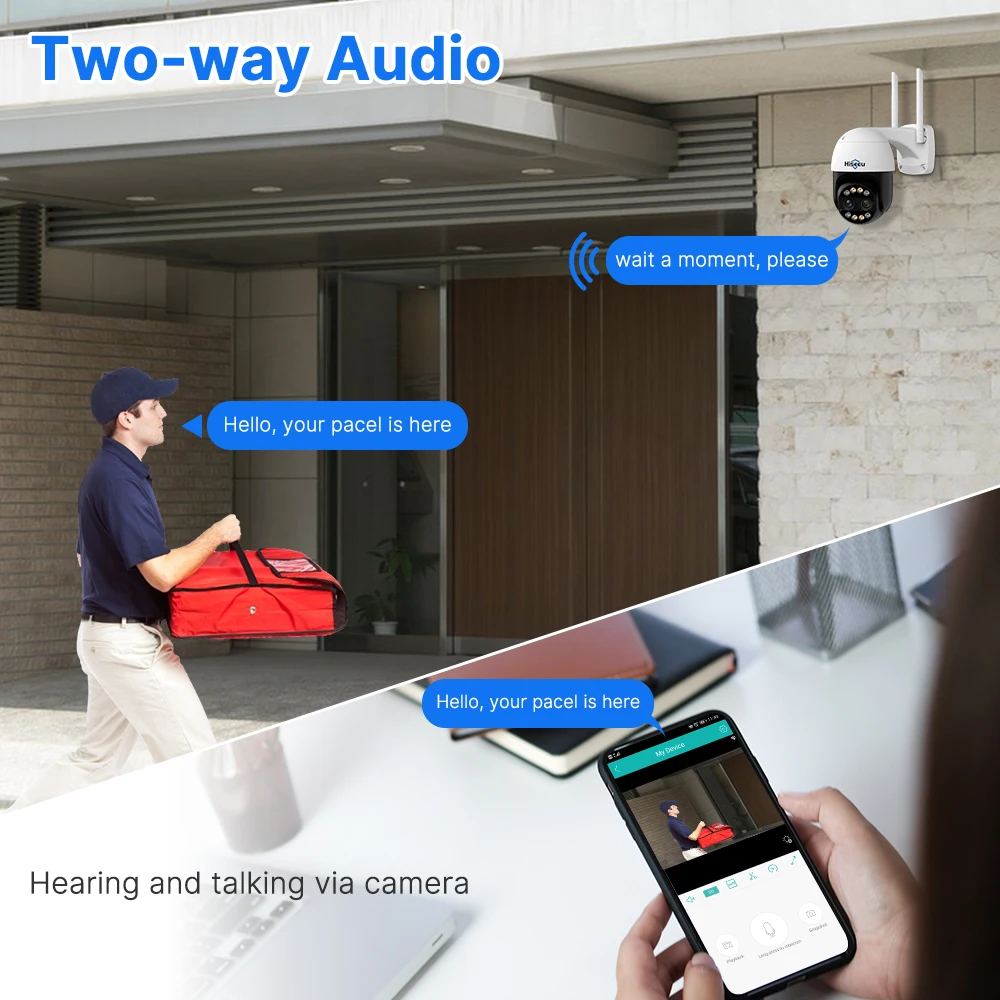 Cámara de Seguridad Hiseeu 4K 8MP Wifi PTZ de Doble Lente, Audio Bidireccional, Seguimiento por IA, Video Inalámbrico, Cámaras de Vigilancia IP