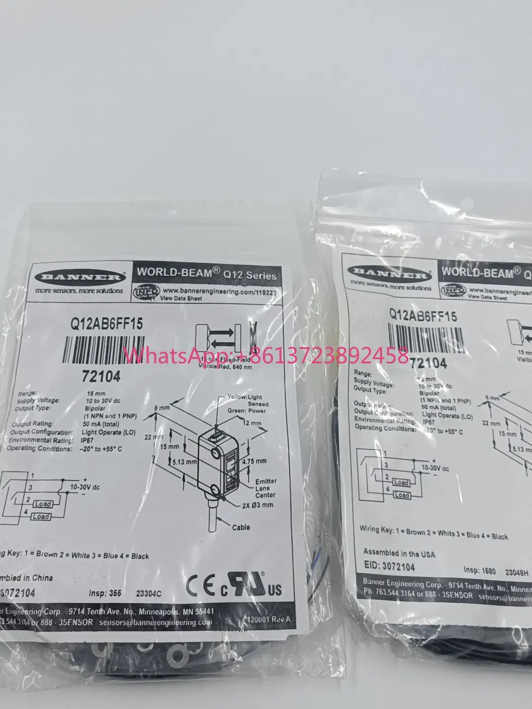 

Brand new original, American BANNER Optoelectronics Q12AB6FF15 high quality