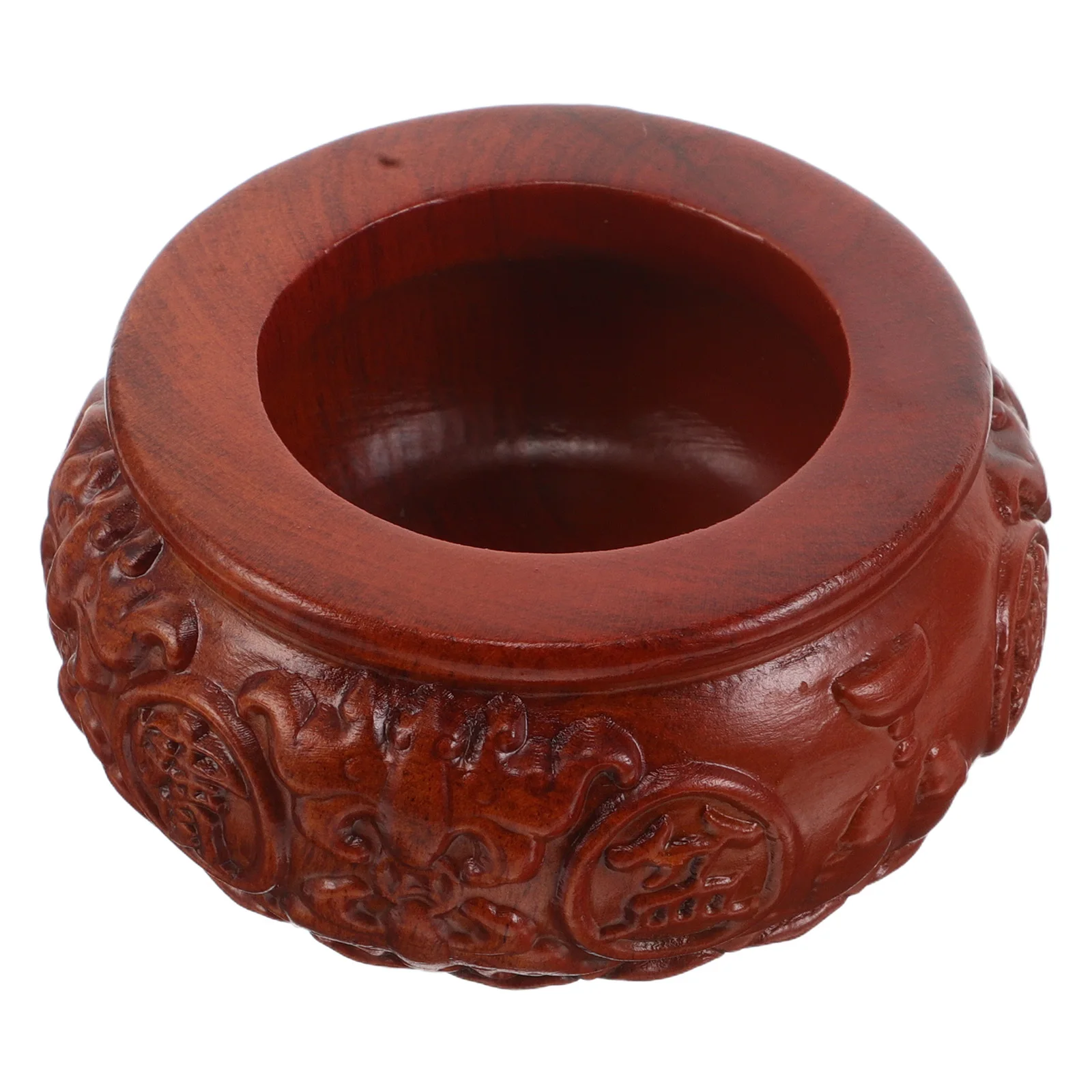 

Wooden Feng Shui Abundance Bowl Handcarved Red Hardwood Treasure Money Basin Decorative Prosperity Offering Good Luck Fortune