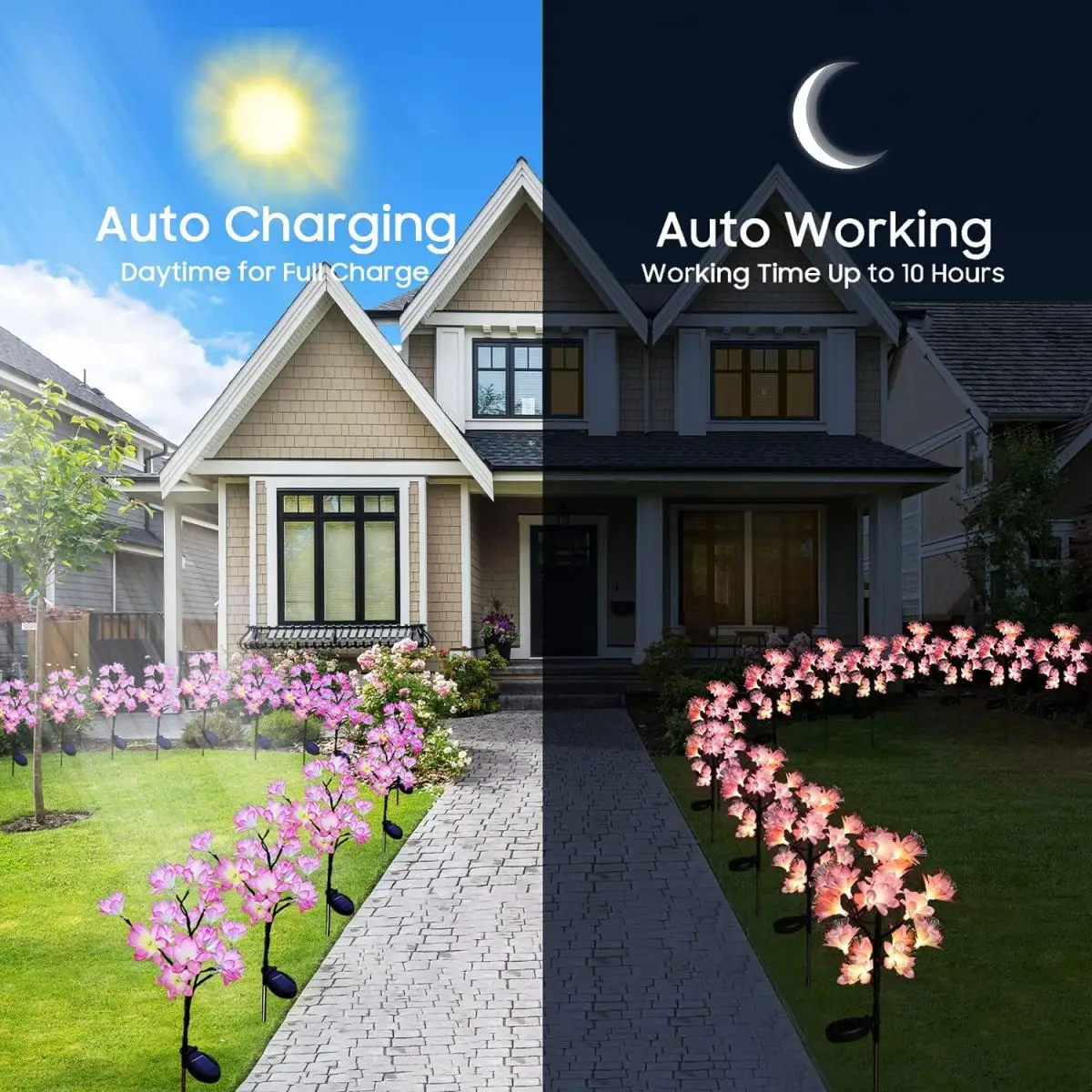 أضواء شمسية خارجية بزهرة كاميليا ، جو خرافي مقاوم للماء ، ضوء ليلي ، يعمل بالطاقة الشمسية ، مناسب للأنشطة الخارجية ، 15 ليد ، 1 ، 2 #3