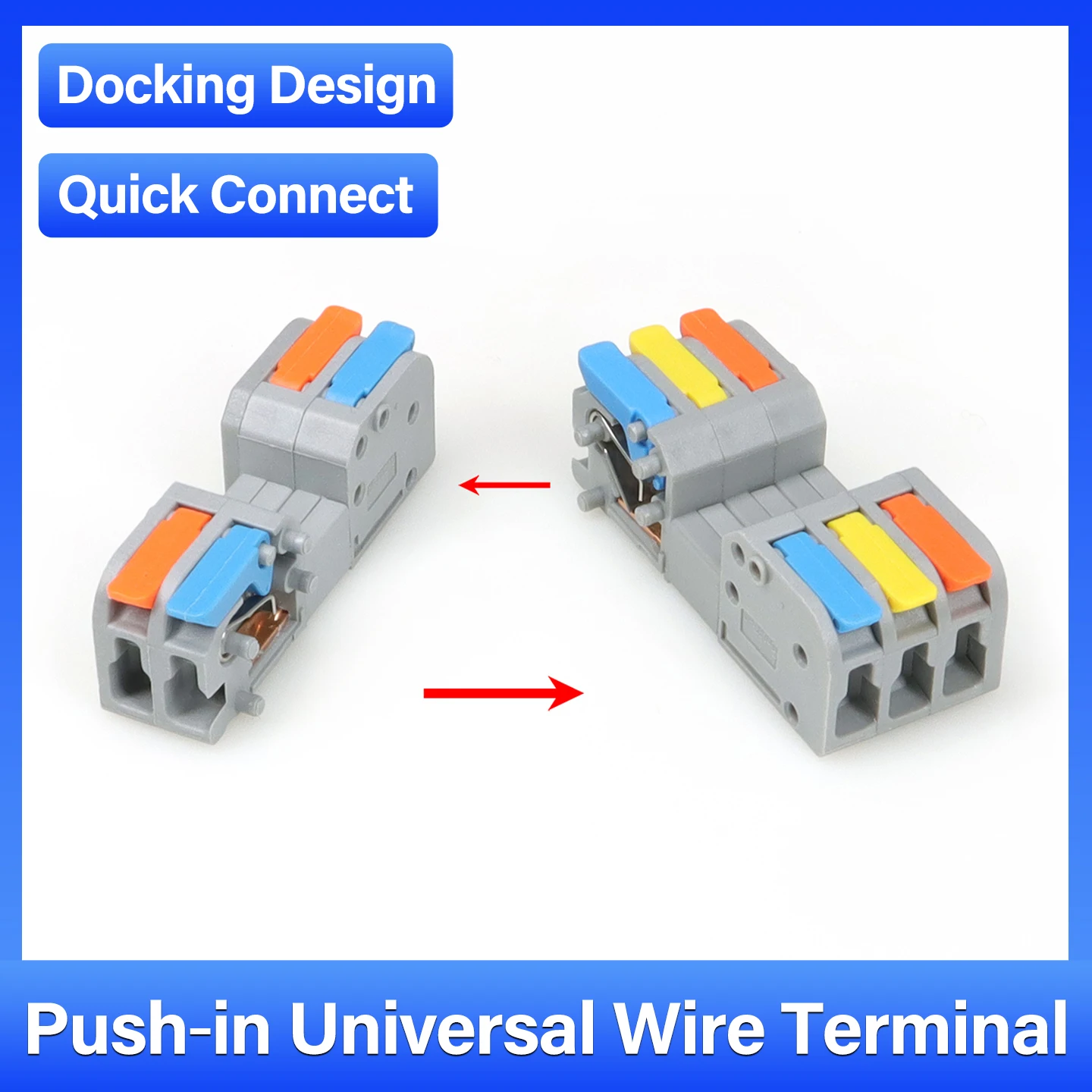 

Mini Push-in Docking Wire Connectors 2-100pcs Quick-Connect Terminal Blocks for Junction Box LED Light Appliance Wiring