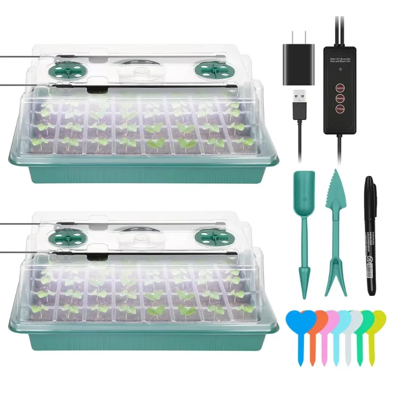 Packs 80 Cells Germination Kit High Dome Seed Nursery Starter Tray Kit Plant Grow Light Bar with Garden Tools Labels