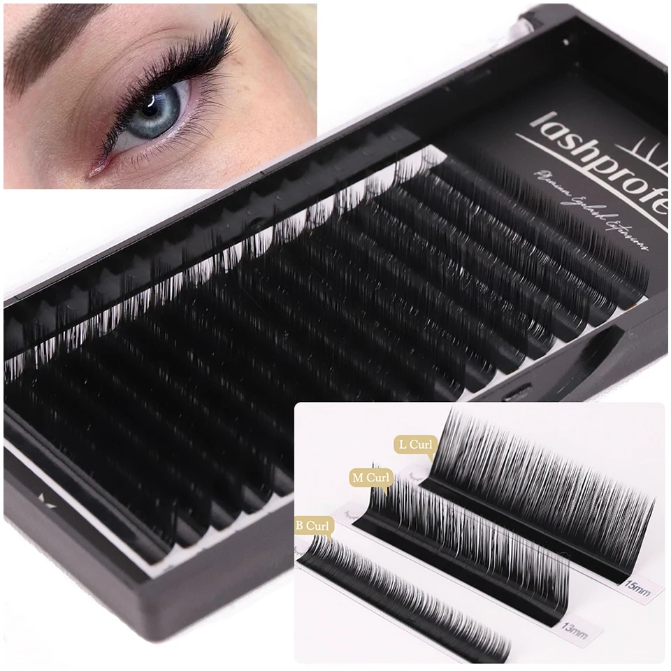 B/L/M Curl False Eyelash Extensions Faux Mink Lash Individual Eyelashes Matte Black 8-15mm Mixed Soft M/L Shape Makeup Lashes