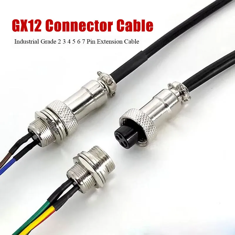 GX12 M12 2 3 4 5 6 7 Pin Connector Cable 5A Male Female Aviation Plug Extension Line Industrial Grade Welding Connection Cord