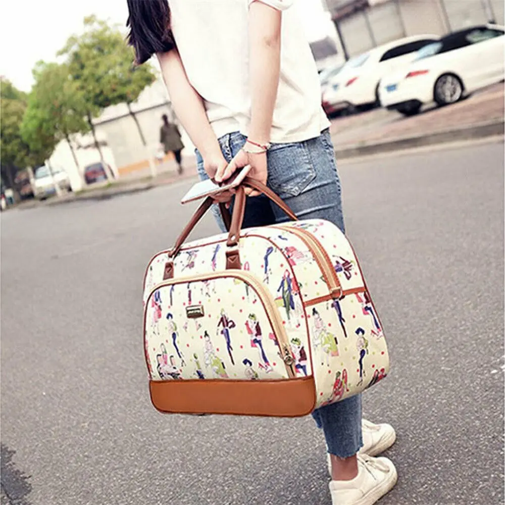 Lady Large Travel Zip Bag Overnight Weekend Women Holdall Hand PU Leather Luggage Handbag