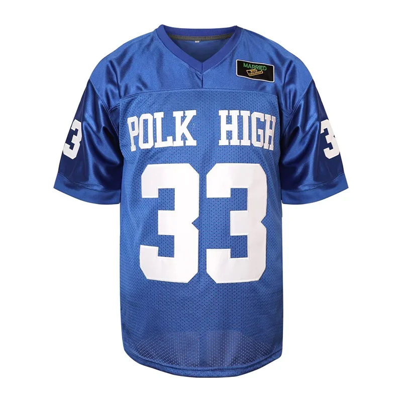 LangMaoPOLK HIGH #33 BUNDY Football Jersey Mens Outdoor American Clothing Soccer Tops Married With Children TV Sewing Jerseys Bl