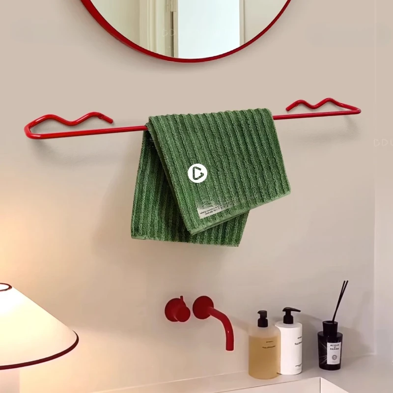 

Простой красный настенный держатель для полотенец Hone, органайзер для ванной комнаты, полка, современный держатель для салфеток для кухни, компактный крючок для хранения