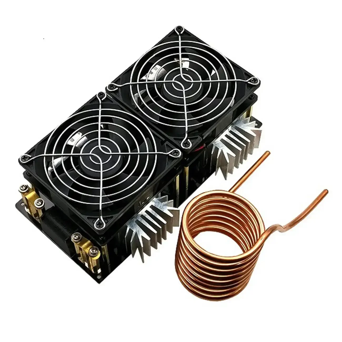 DC 12V-48V 2000W ZVS Induction Heating Board Module Flyback Driver Heater with Coil Dual Fan Power Supply Kit