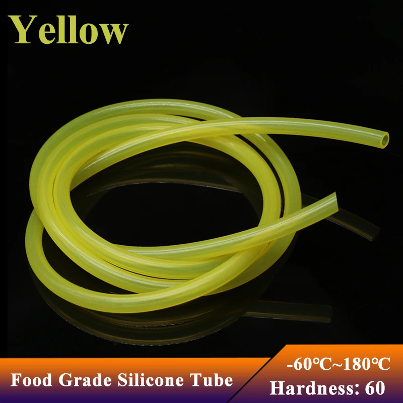 1~10M Yellow Food Grade Silicone Rubber Hose IDxOD 0.5 1 2 3 4 5 6 7 8 9 10 12 14 16 18 20 25 mm Flexible Nontoxic Silicone Tube