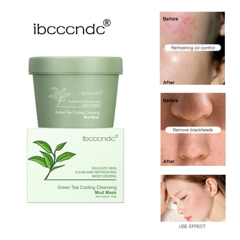 Green Tea Mud Mask Natural Skincare Deeply Cleansing Pore Nourishing Clay Face Mask Face…