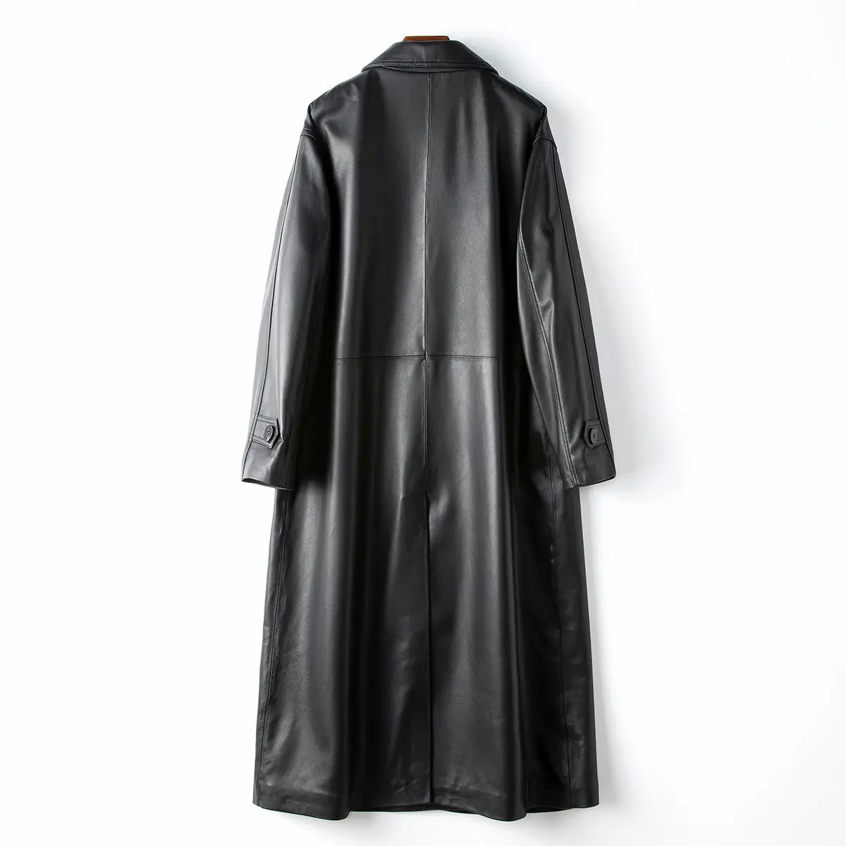 Manteau long en cuir véritable pour femme, coupe-vent, au-dessus du genou, col trempé, Haining, printemps, nouveau, 2024