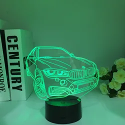 Lámpara de ilusión 3D de modelado deportivo para coche Suv Bmws X6M, luces de noche, lámpara de mesa de madera Led, cambio de colores, decoración de escritorio de madera, regalo