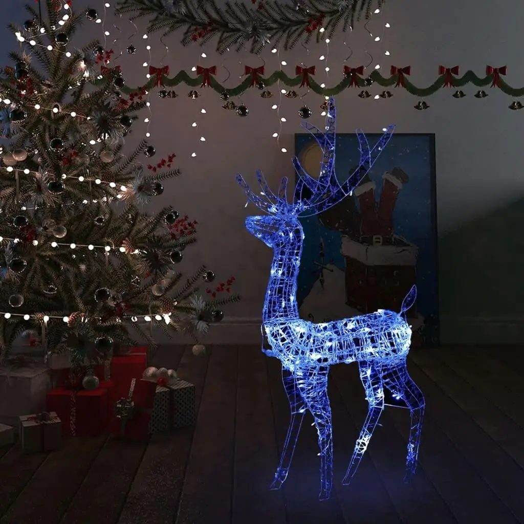 120cm Acrylic Reindeer Christmas Decor with 140 LEDs - Festive Blue Holiday Lights