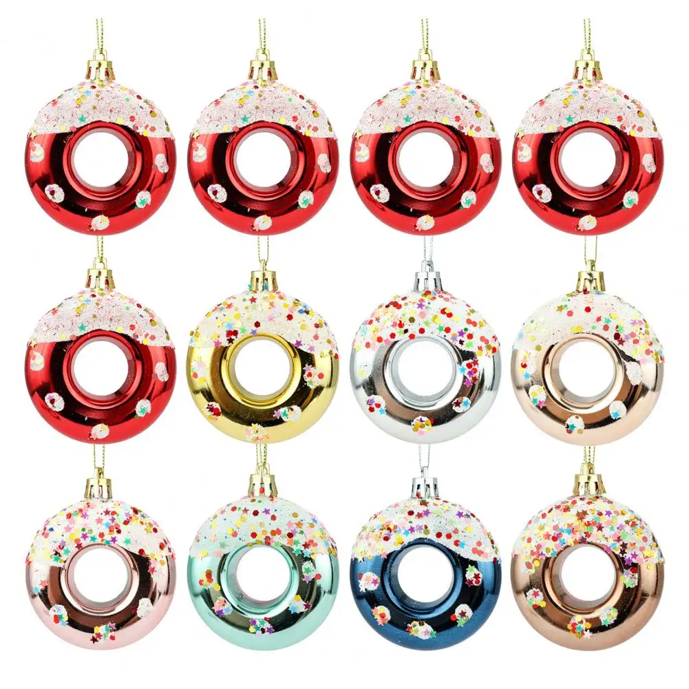 Christmas Donut Decorations Christmas Tree Hanging Ornaments Set Donut Ball Pendants for Xmas Party Decorations for Holiday