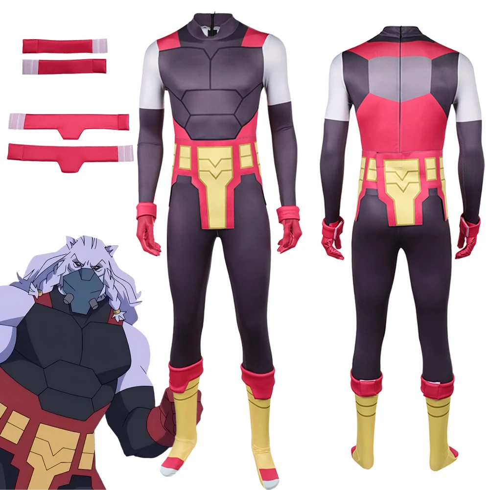 

Cartoon Invincible Battle Beast Cosplay Fantasy Jumpsuit Men Costume Disguise Halloween Male Superhero Fantasia Party Outfits