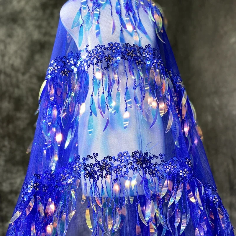 Tissu à pampilles à paillettes laser pour robe de mariée, matériel de gaze de filet de couture bricolage, document fantôme nickel é, vêtements à la