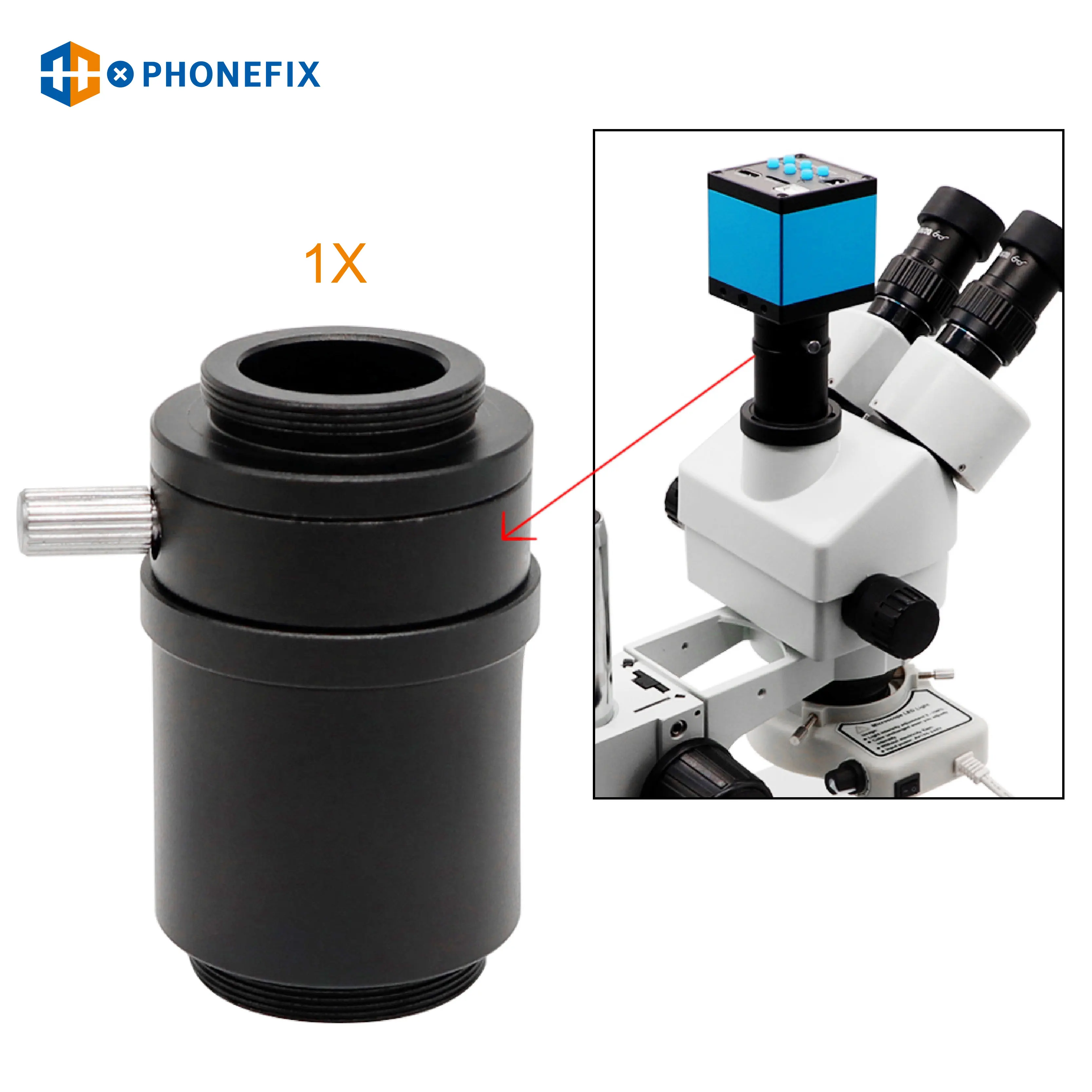 PHONEFIX 0.5X 0.35X 1X C-mount Lens SZMC TV1/2 TV1/3 CTV Adapter For Trinocular Stereo Microscope Replacement Accessories