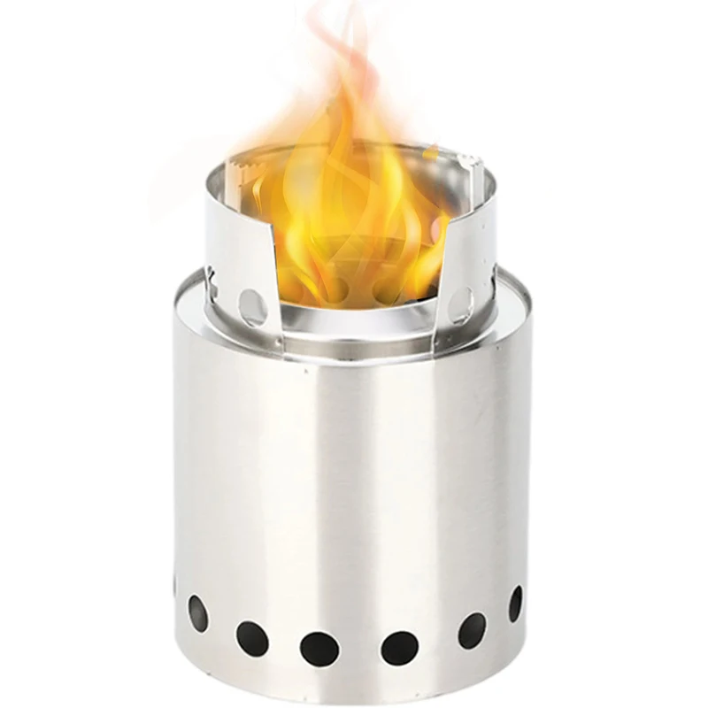 Portable Wood Burning Stove Outdoor Camping Windproof Stove Removable Burning Stove Burner Stove Heater Gas Burner BBQ Cooker