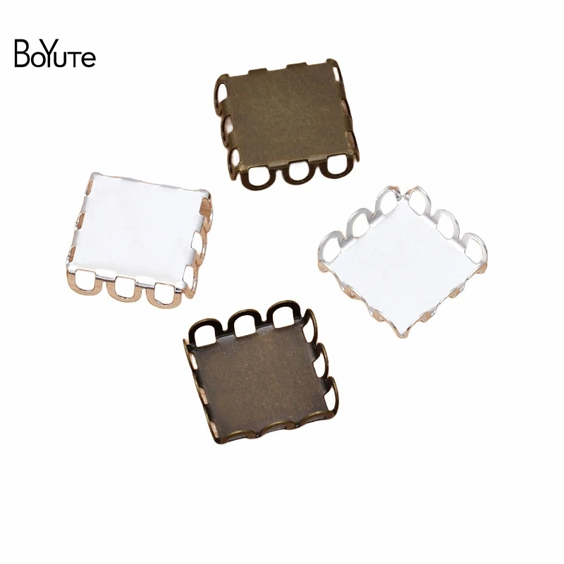 BoYuTe Custom Made (100 Pieces/Lot) 12MM Square Cabochon Base Blank Tray Diy Handmade Jewelry Accessories