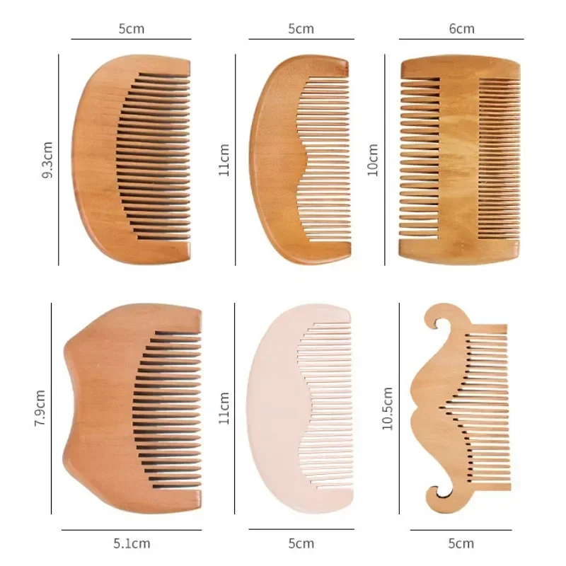 男性用木製ひげコーム、口ひげヘアブラシ、細い粗い歯、完璧なあごひげ、エッセンシャルオイル