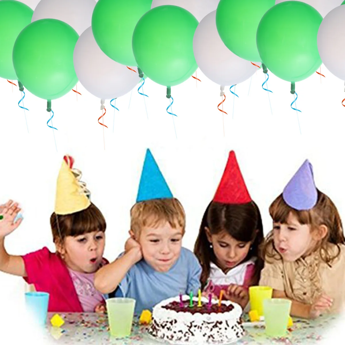 50 قطعة بالونات لاتكس مستديرة غير لامعة 12 بوصة بالونات خضراء بيضاء كبيرة لتزيين حفلات الزفاف وأعياد الميلاد #3