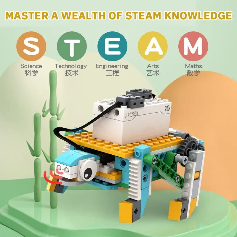 Blocchi educativi STEM: kit di mattoni robot programmabili, gruppo puzzle a vapore ad alta tecnologia per l'apprendimento precoce delle scienze