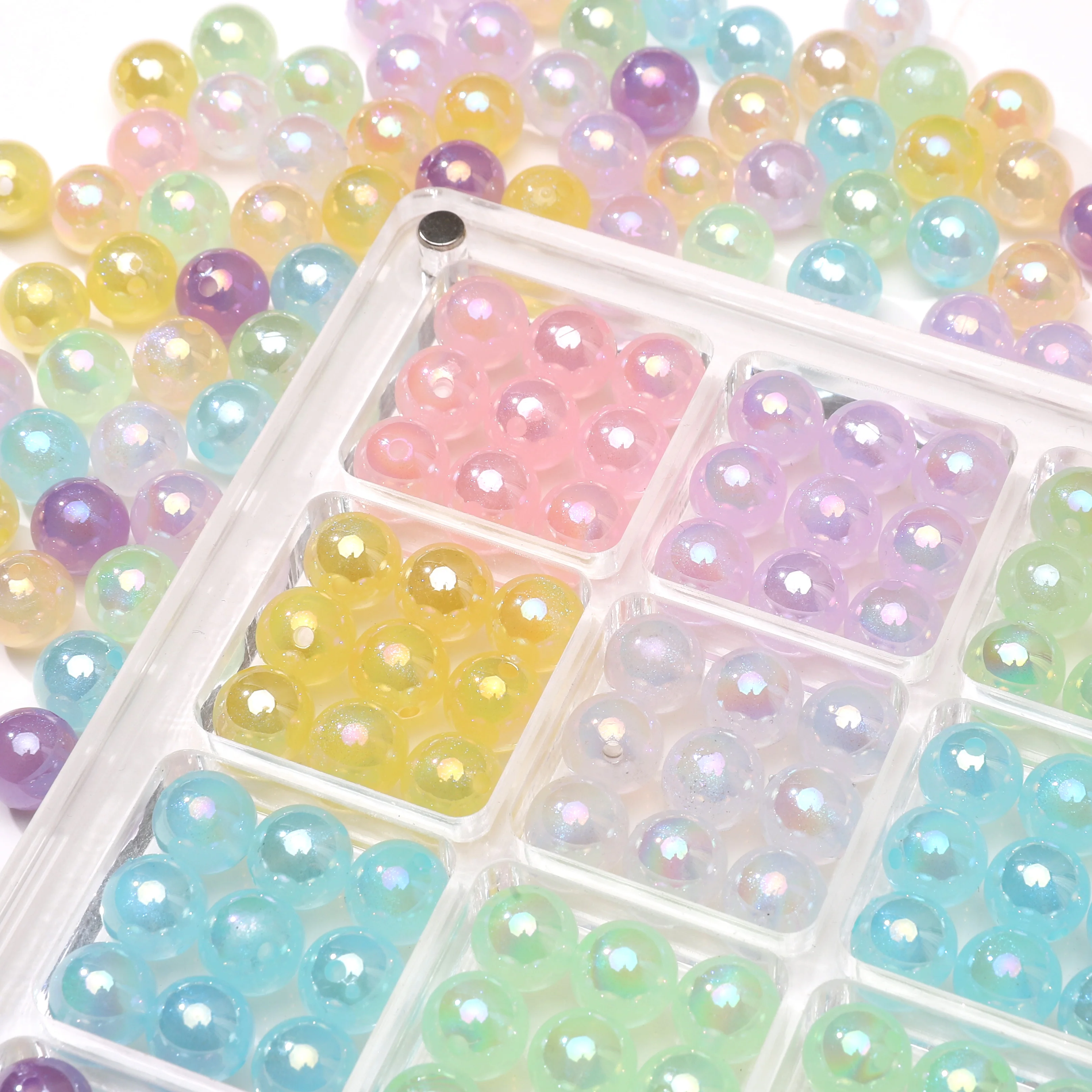 

10mm20-50Pcs Colorful Acrylic Sparkly Round Beads Loose Beads for Jewelry Making DIY Bracelet Necklace Phone Chain Accessories