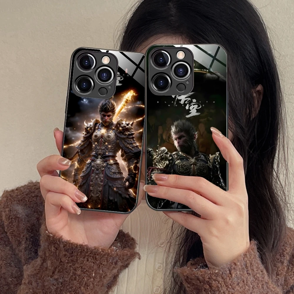 Black Myth Wukong Mobile Cell Phone Case for iPhone 16 15 14 13 12 11 X XR XS 8 Pro Max Plus Mini PC Glass Phone Cover Shell image 2