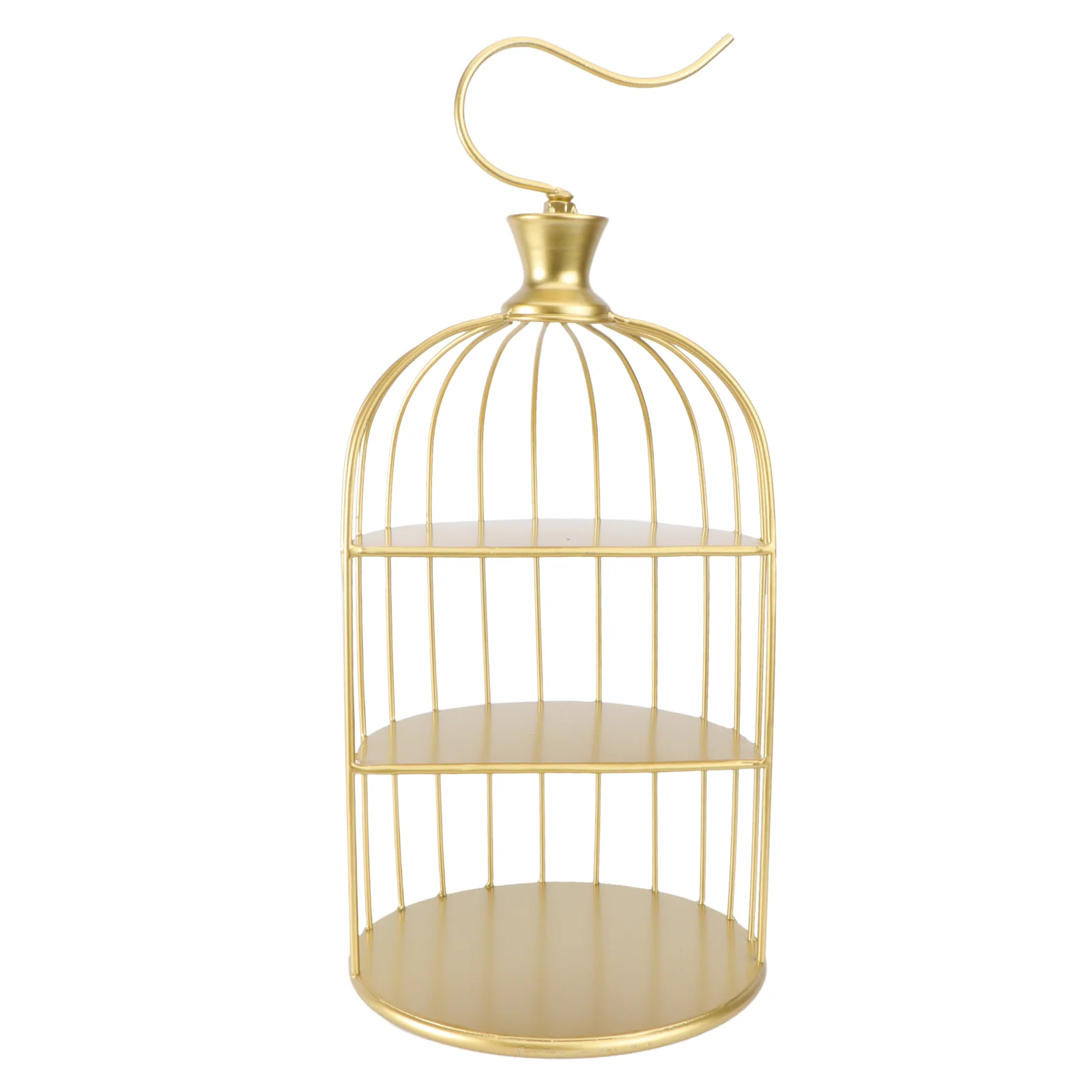 25 Cm Cupcake Holder Golden Serving Stand Fruit Cakes Display Bird Cage with Three Trays Desserts Iron