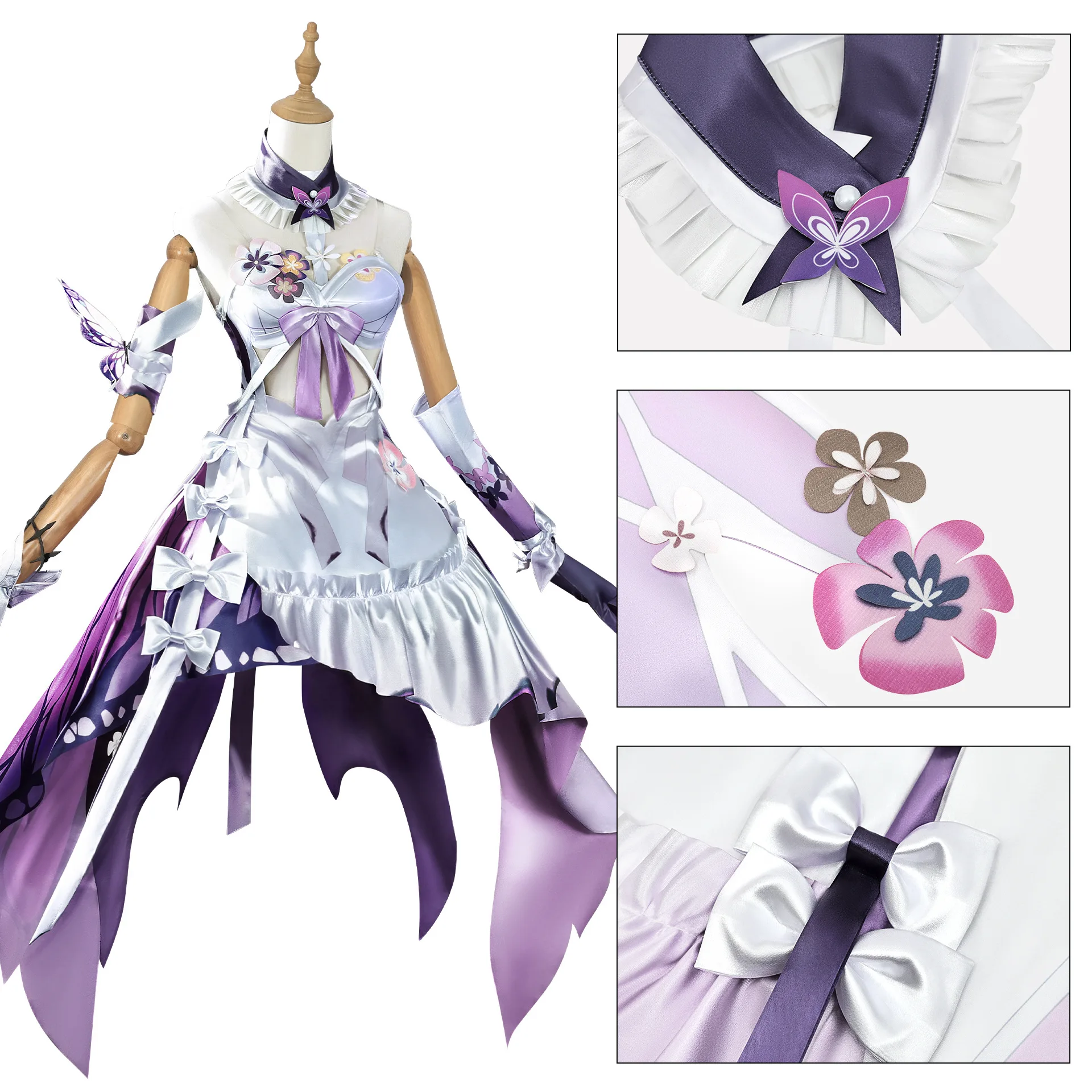 لعبة هونكاي ستار رايل كاستوريس أزياء تنكرية فستان شعر مستعار أغطية الرأس فراشة زهرة الدعائم كاستوريس بدلة لعب الأدوار