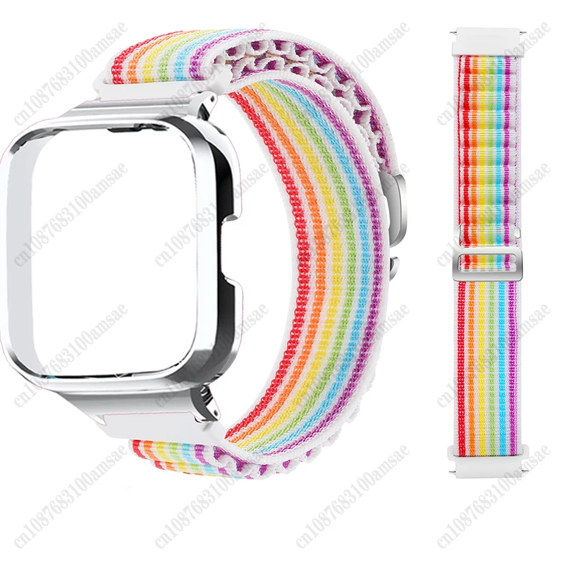 Metal case + Nylon Loop Strap For Xiaomi Mi Watch Lite Redmi Watch 2 Replacement Wrist bracelet Mi Watch Lite Bumper Correa Band