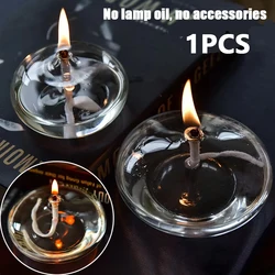 1PCS Handmade Oblate Transparent Glass Candlestick Oil Lamp With Wick Dinner Table Candle Rustic Christmas Home Decoration