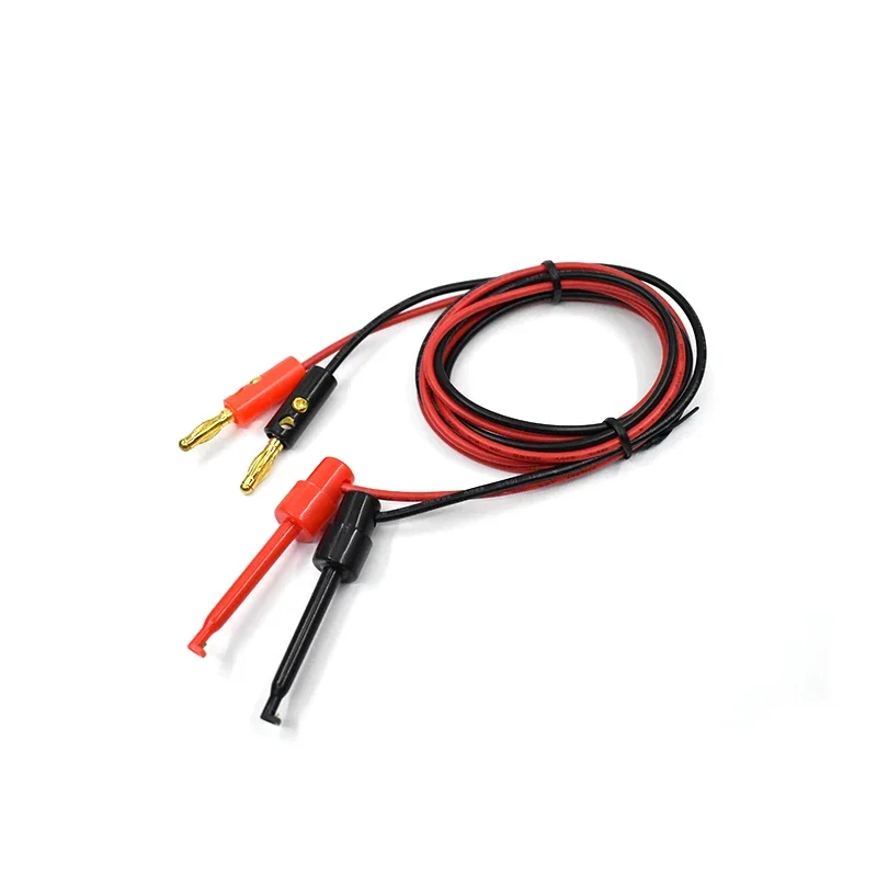 

1 Pair For Multimeter Test Leads Wire Connector 1M 4mm Banana Plug to Electric Hook Clip Test Lead Cable Gold Plated Red Black