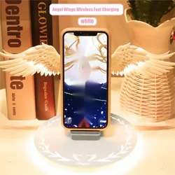 Angel Wings Qi Telefoon Snel Opladen 10W Draadloze Oplader Creatieve Beweegbare Vleugelvorm Met Ademhalingslicht En Muziekfunctie Cadeau