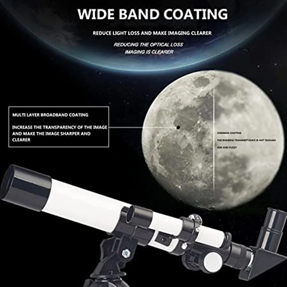 Astronomical Telescope with Two Eyepieces All-optic Glass for Star Watchers Beginners