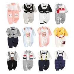 2022 Newborn Baby Romper Necktie spring Baby Boy girl Baby Clothes Infant Baby Overalls for Kids Baby Boy Gentelman Clothes