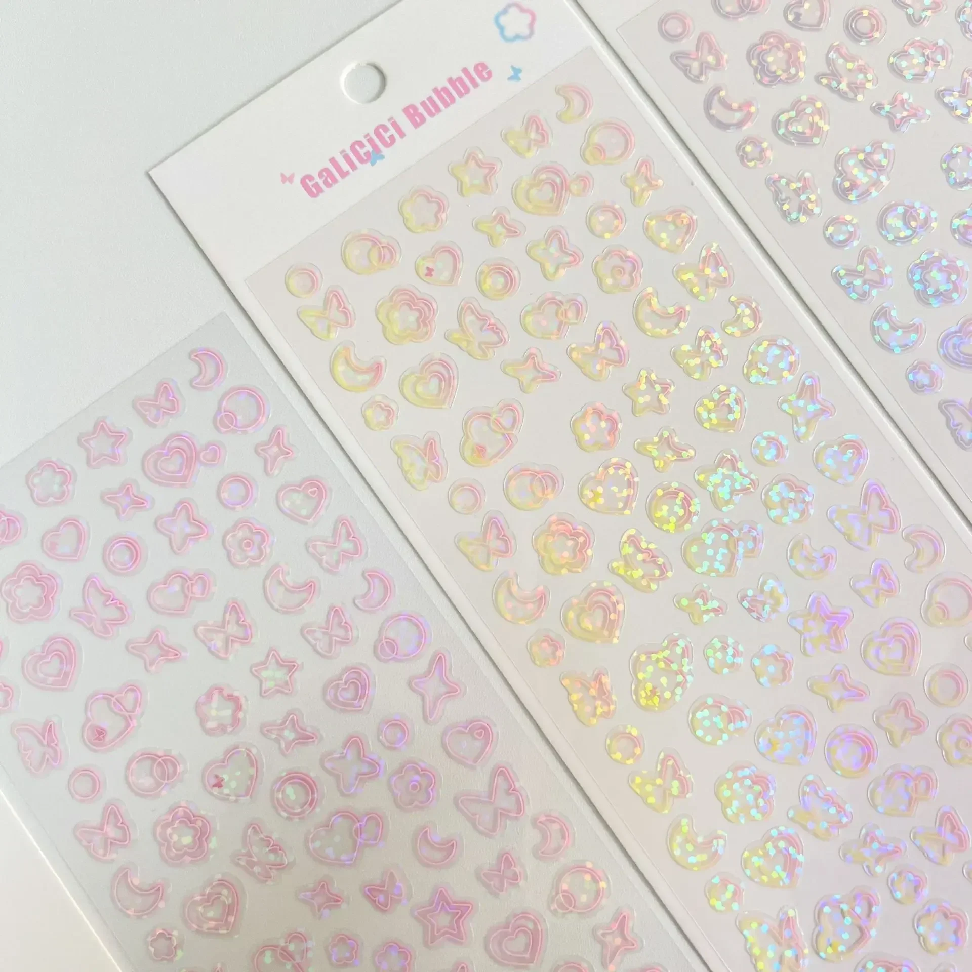 Korea Ins Kawaii Love Ribbon Laser Sticker DIY Scrapbooking Idol Card Photo Album Craft Photo Deco Stationery Decoration Sticker