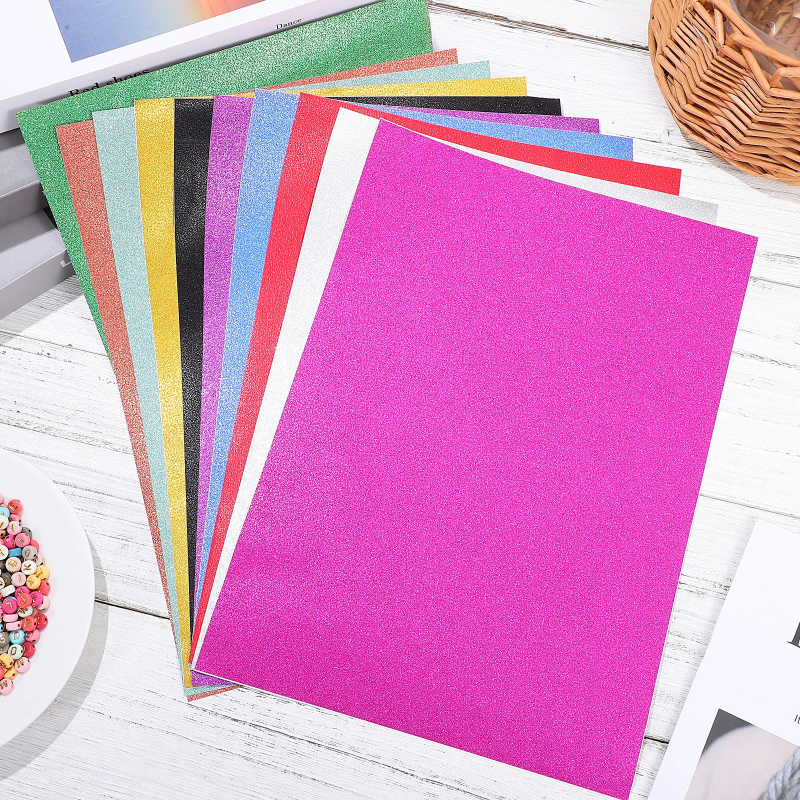 

Glitter Cardstock Self-Adhesive Colored Craft Paper For Diy Scrapbooking Art Projects Reflective Handicraft Material