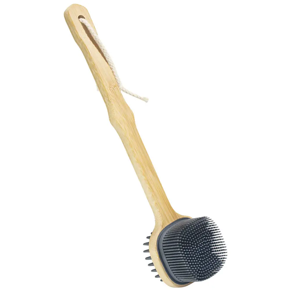 

Silicone Back H Bathroom Body Scrubber Brush Bath Exfoliating Shower Cleaner Bamboo Bath Exfoliating Body Washing