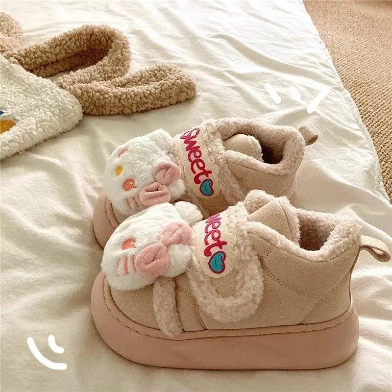 

Hello Kitty Sanrio, зимняя хлопковая обувь для девочек, домашняя обувь, детская обувь, женские тапочки для девочек, детские меховые детские сапоги для младенцев