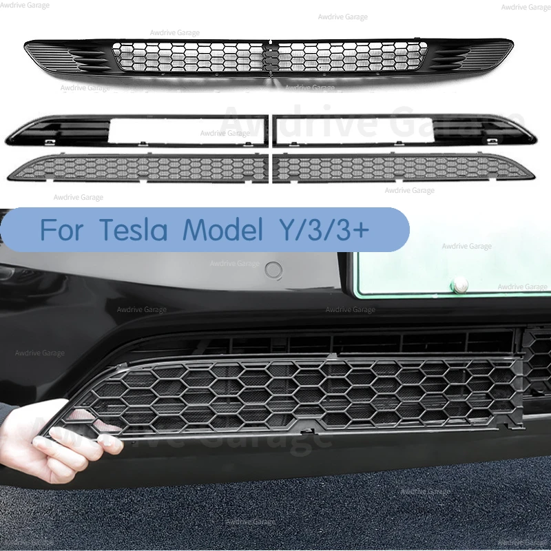 

For Tesla Model Y/3/3+ Highland 2024 Insect-proof Net ABS Segmented Front Air Inlet Protect Cover Insect Prevention Accessories