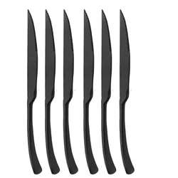 6Pcs Black Cutlery 304 Stainless Steel Dinnerware Set Steak Knife Silverware Creative Dinner Set Mirror Luxury Steak Knife Forks