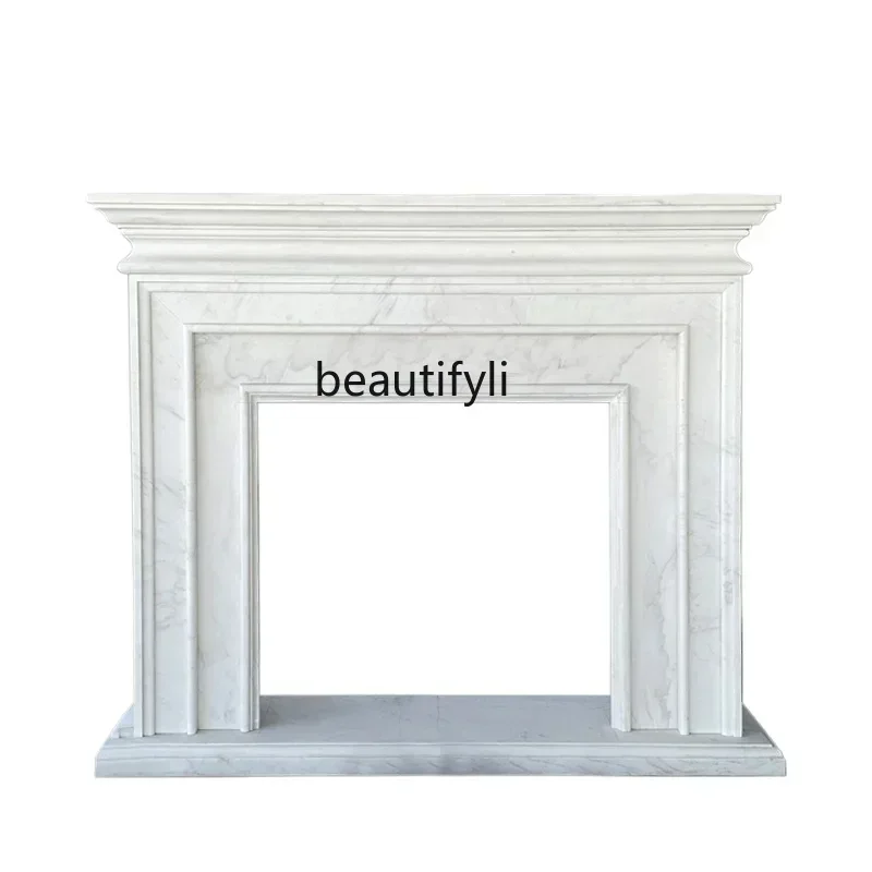 

zx1French marble mantel modern simple natural white marble stone decorative stone carving custom cabinet living room decoration