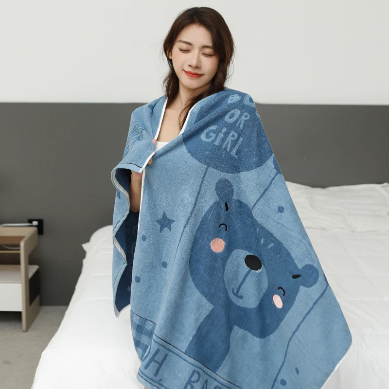 80x160cm Pure cotton bath towel for home use, women's adult thick quick-drying absorbent soft skin-friendly non-shedding