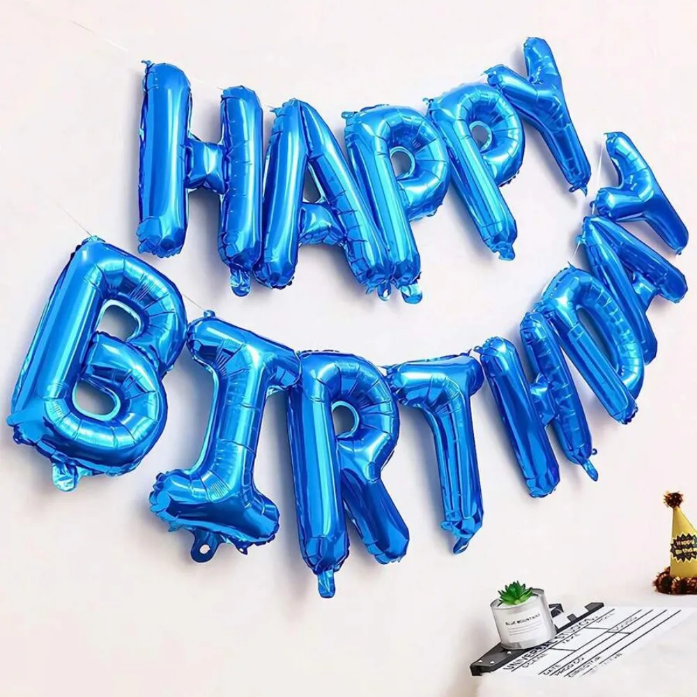 13 ピース/セットハッピーバースデーデコレーションバルーンブルーピンクレターホイルバルーン誕生日パーティーの装飾グロボスアニヴェルセルバルニー