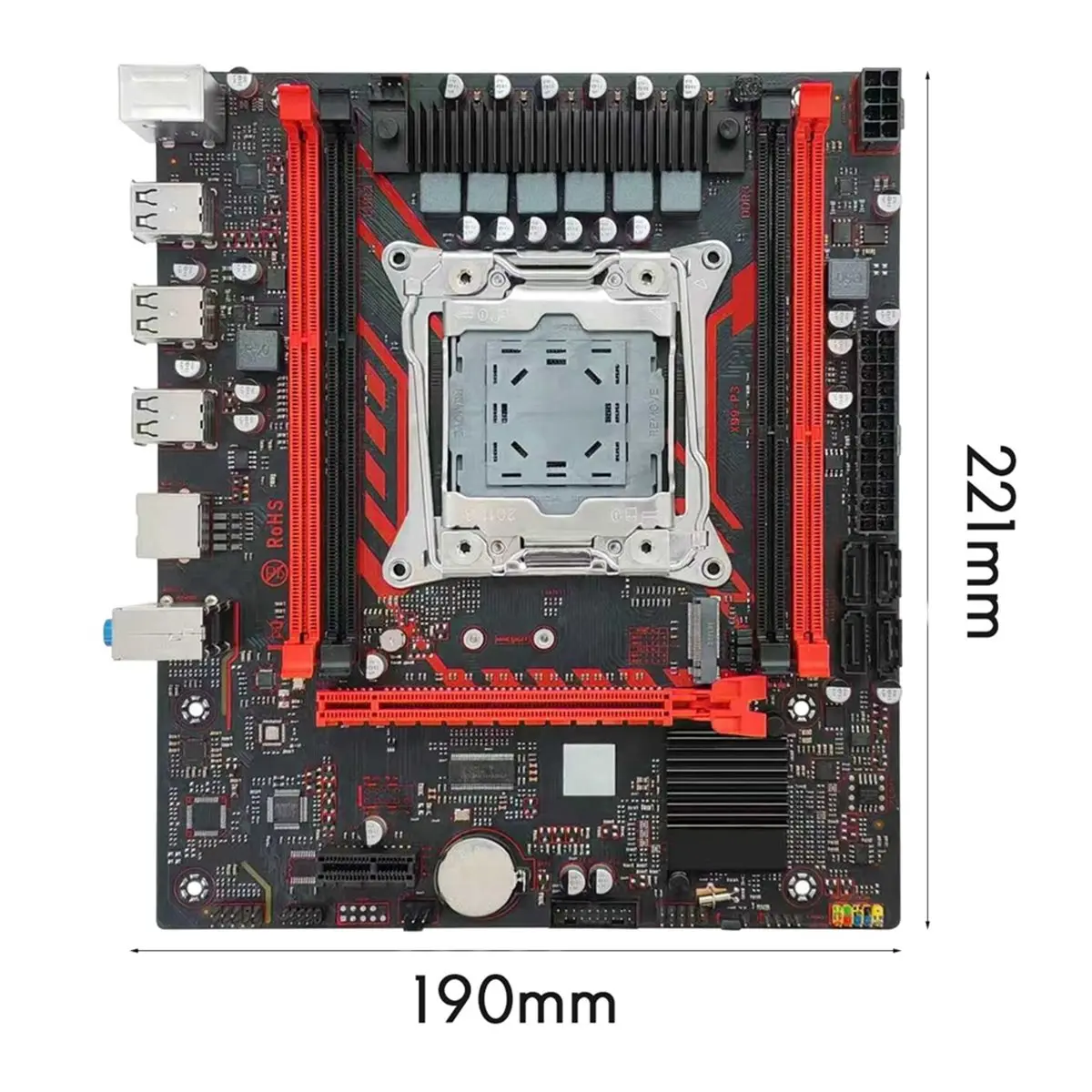 (A01R) X99 Motherboard X99 P3 LGA2011 Q57 Chipset Motherboard Gigabit Ethernet Supports 4x DDR3 RAM with M.2 NVME/NGFF Slots - view 4