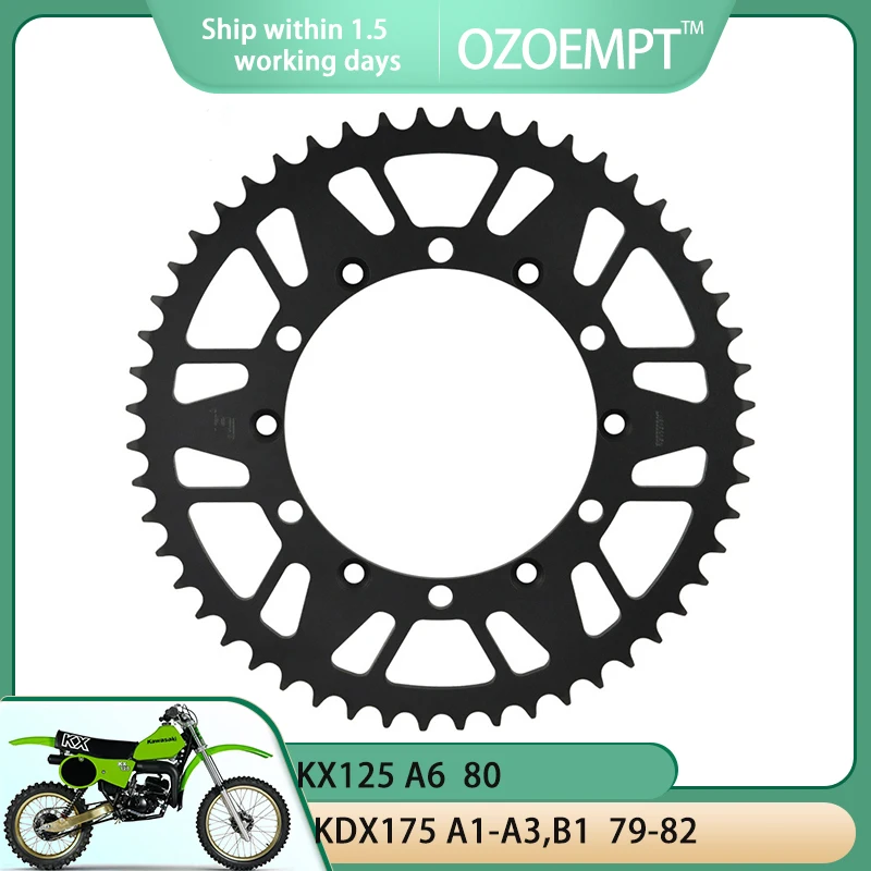 OZOEMPT 520-52T Motorcycle Rear Sprocket Apply to KX125 A6  80   KDX175 A1-A3,B1  79-82